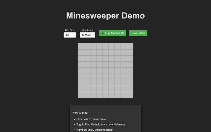 Three Prompts: Minesweeper Demo